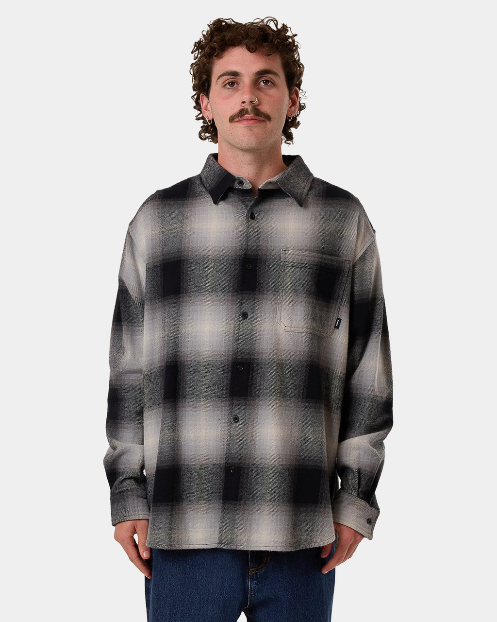 Mens Barrio Long Sleeve Flannel Shirt