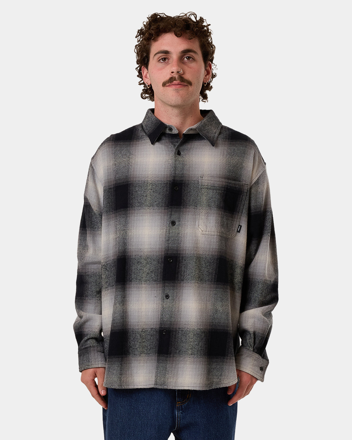Mens Barrio Long Sleeve Flannel Shirt