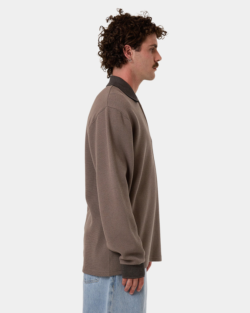 Mens Thrills Union Rugby Jacquard Long Sleeve T-Shirt