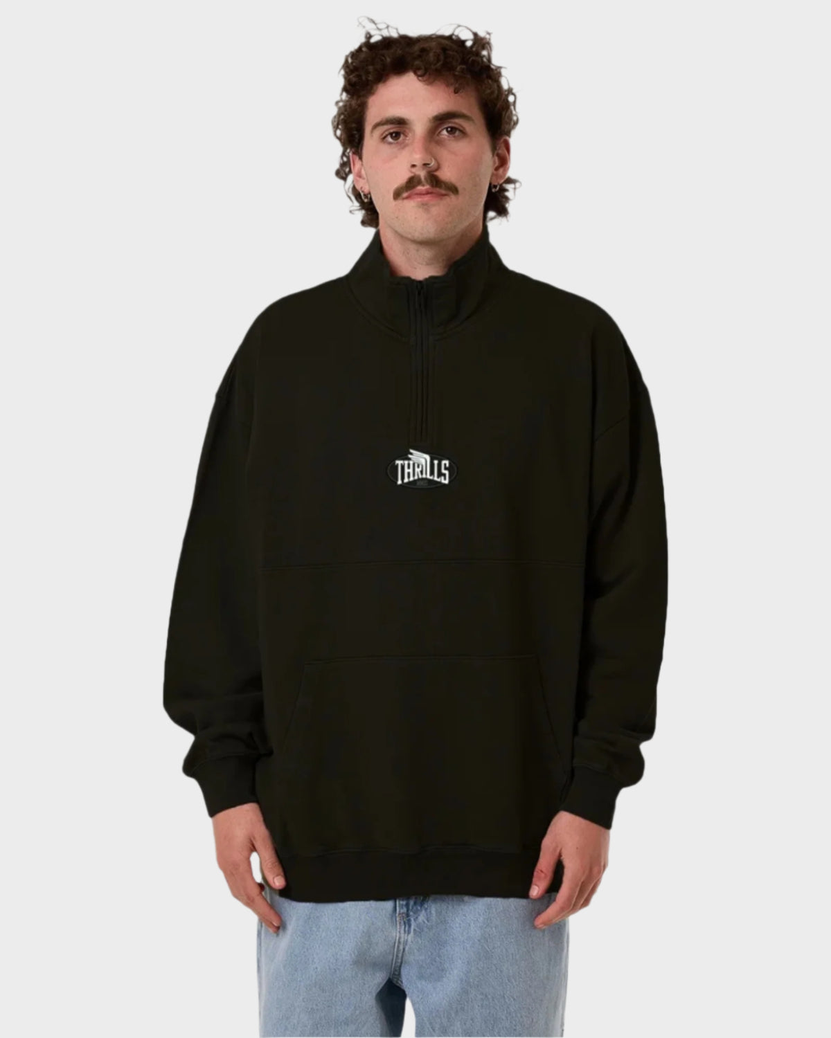Mens Born To Fly Quarter Zip Fleece Jumper