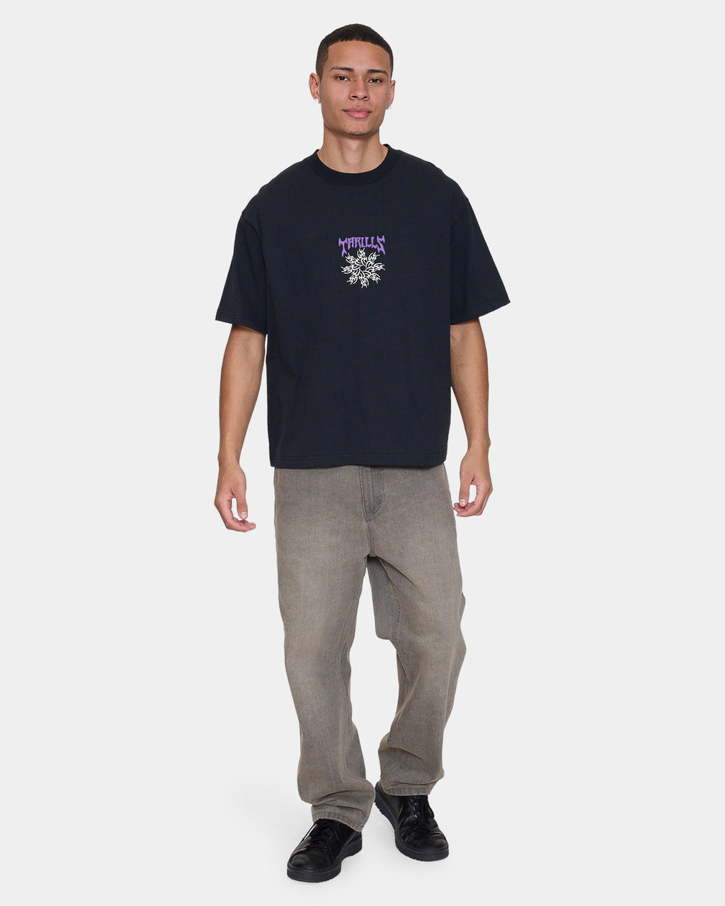 Mens Stagger Oversized Cropped T-Shirt