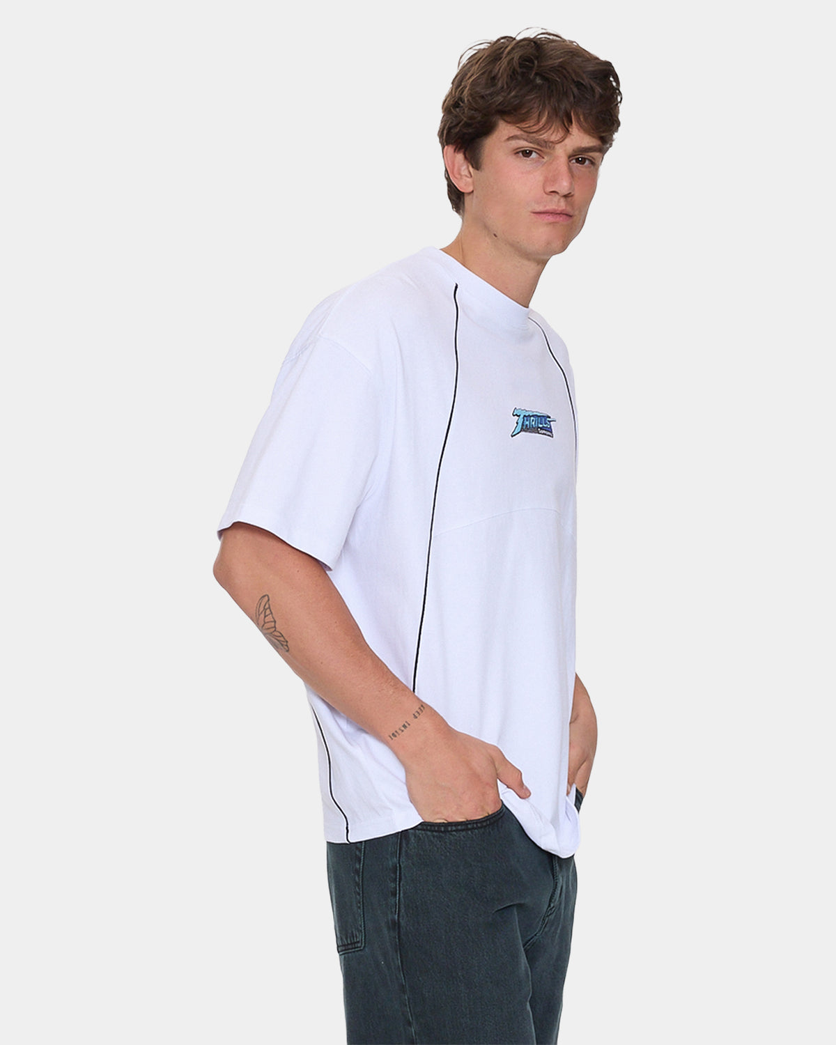 Mens Heavy Voltage Oversized Cropped T-Shirt
