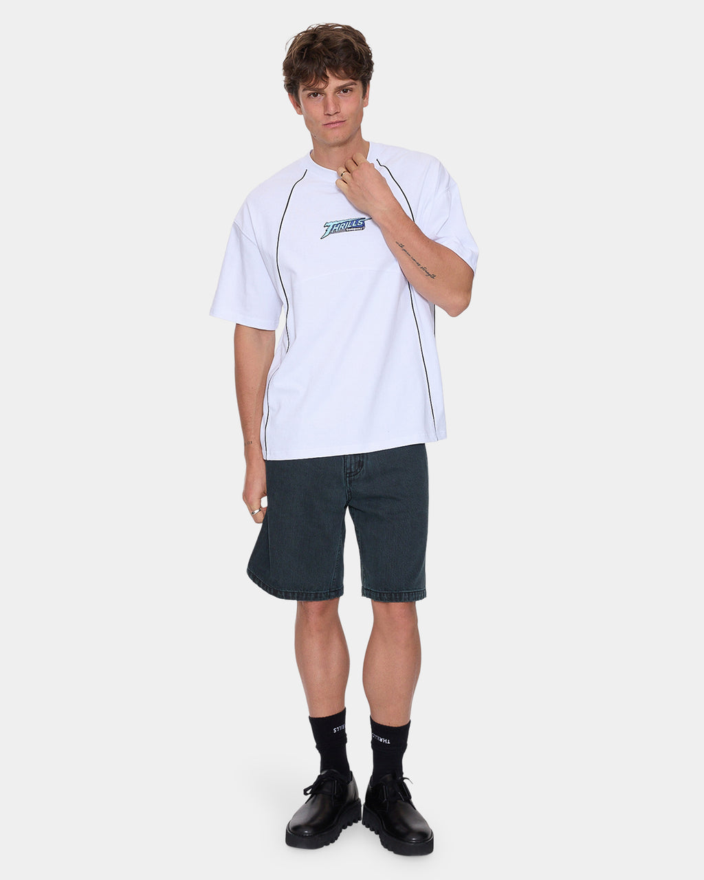 Mens Heavy Voltage Oversized Cropped T-Shirt
