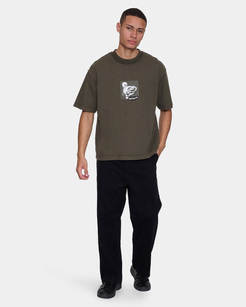 Mens Rose Brigade Oversized Cropped T-Shirt
