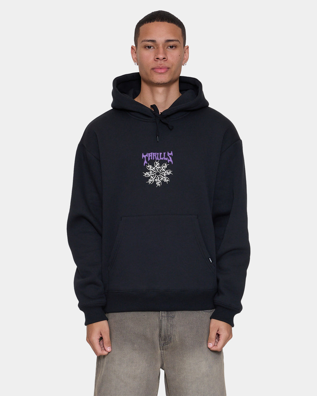 Mens Stagger Slouch Cropped Pullover Hoodie
