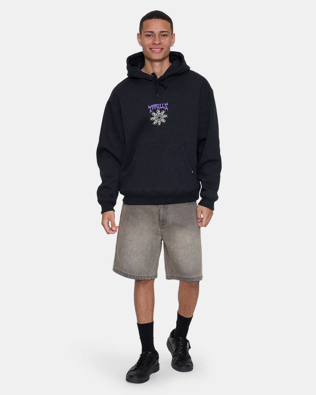 Mens Stagger Slouch Cropped Pullover Hoodie