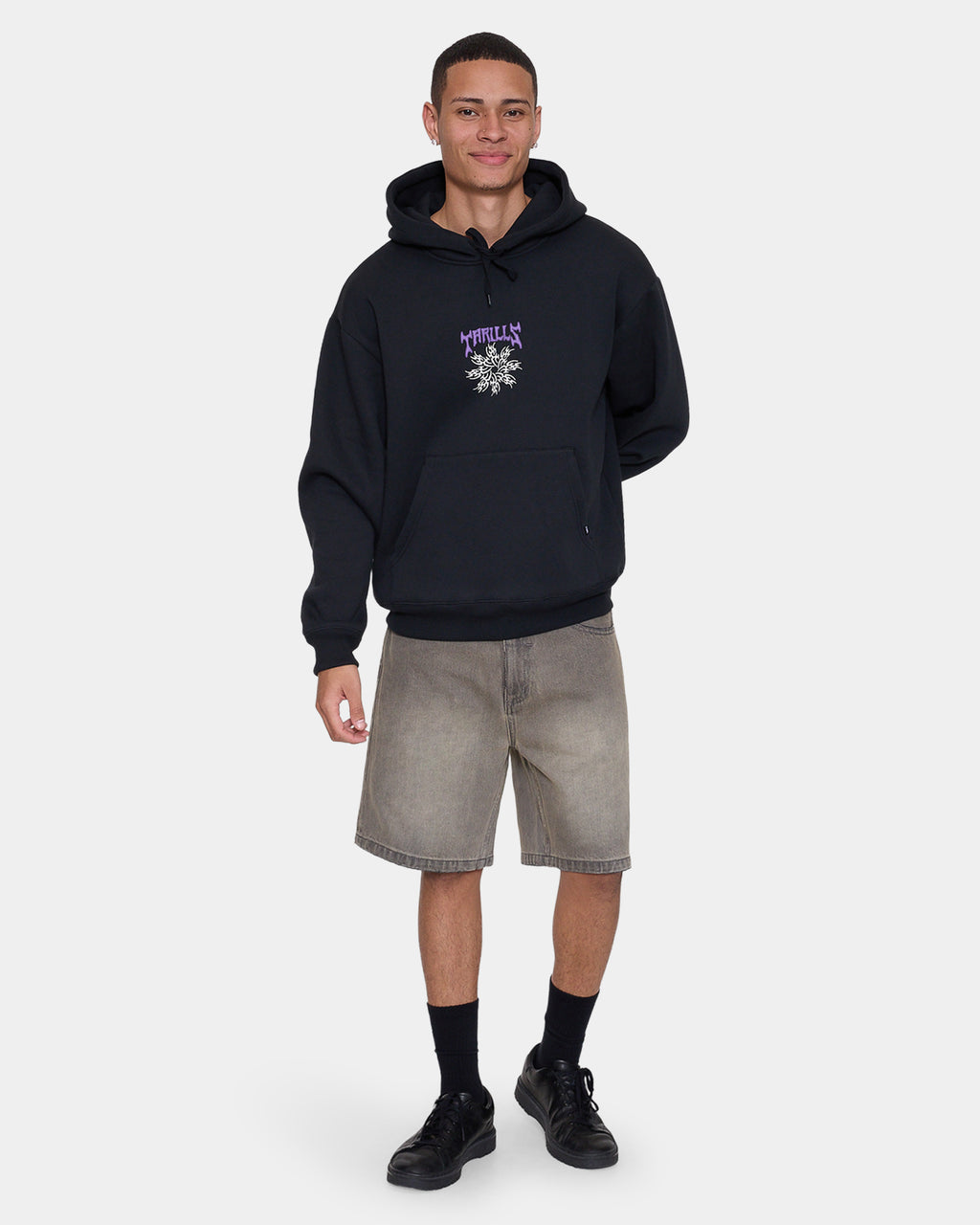 Mens Stagger Slouch Cropped Pullover Hoodie