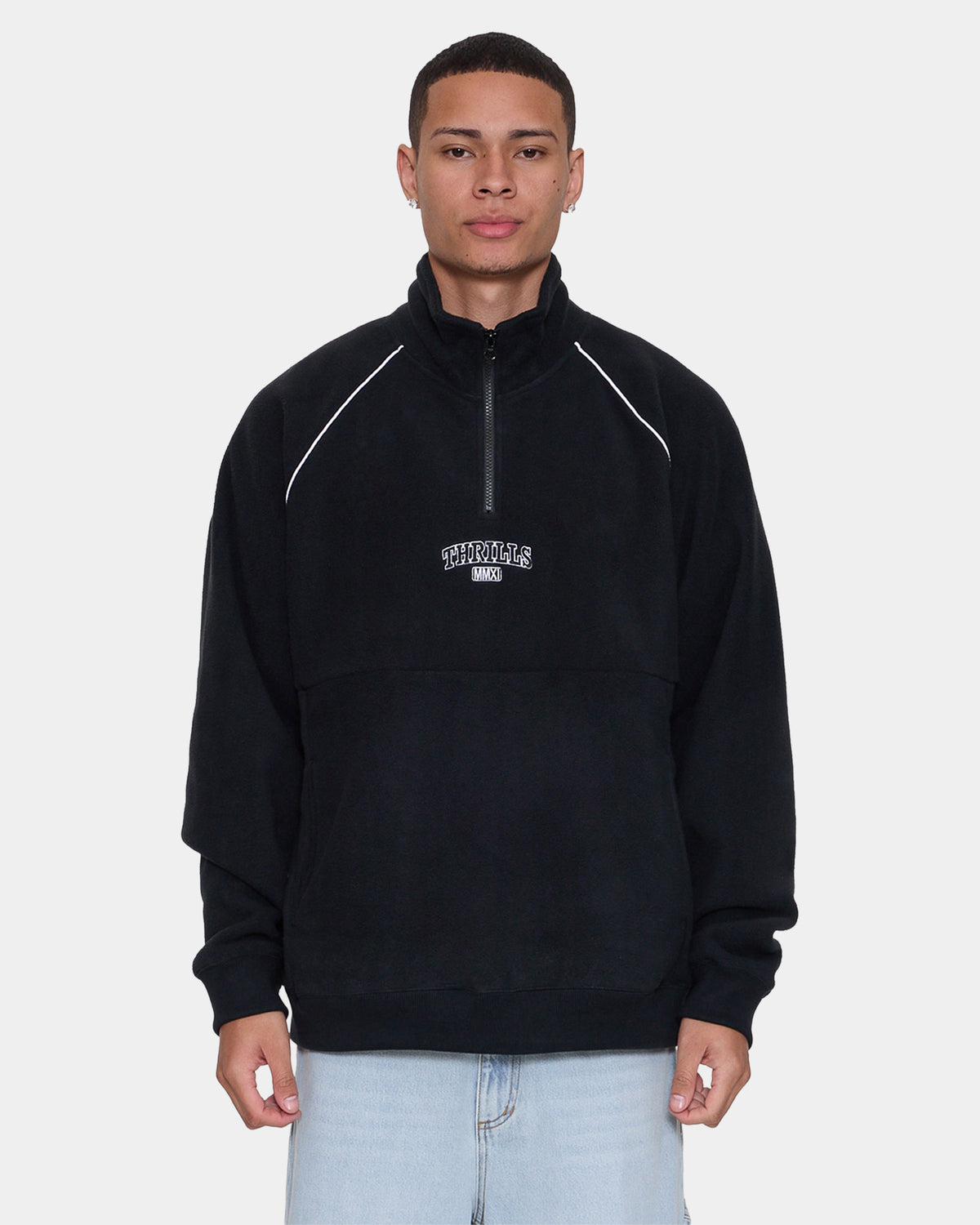 Mens Thrill Of Victory Raglan Quarter Zip Fleece Jumper