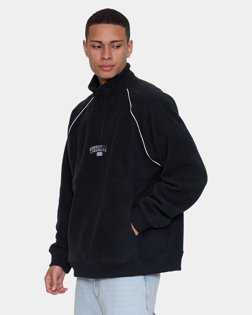 Mens Thrill Of Victory Raglan Quarter Zip Fleece Jumper