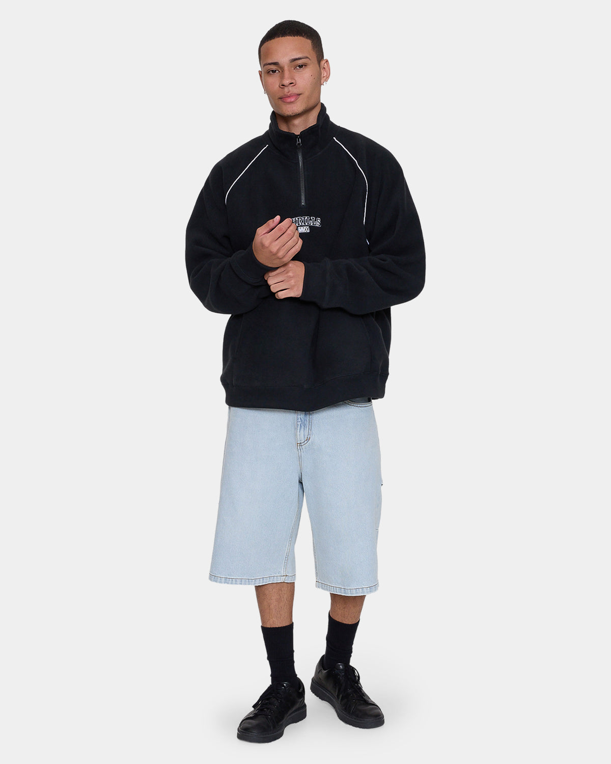 Mens Thrill Of Victory Raglan Quarter Zip Fleece Jumper