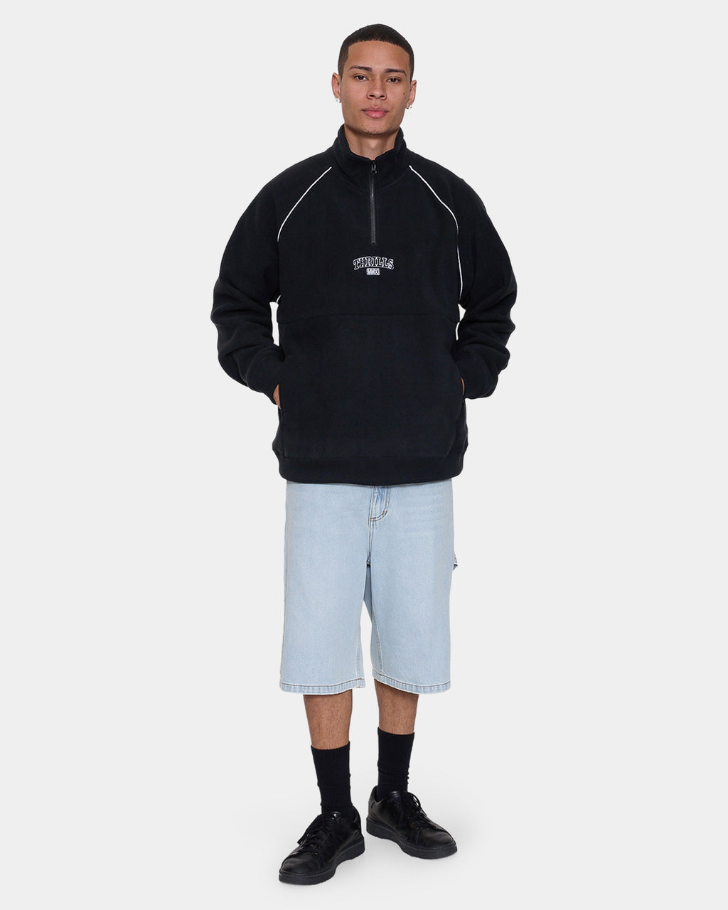 Mens Thrill Of Victory Raglan Quarter Zip Fleece Jumper