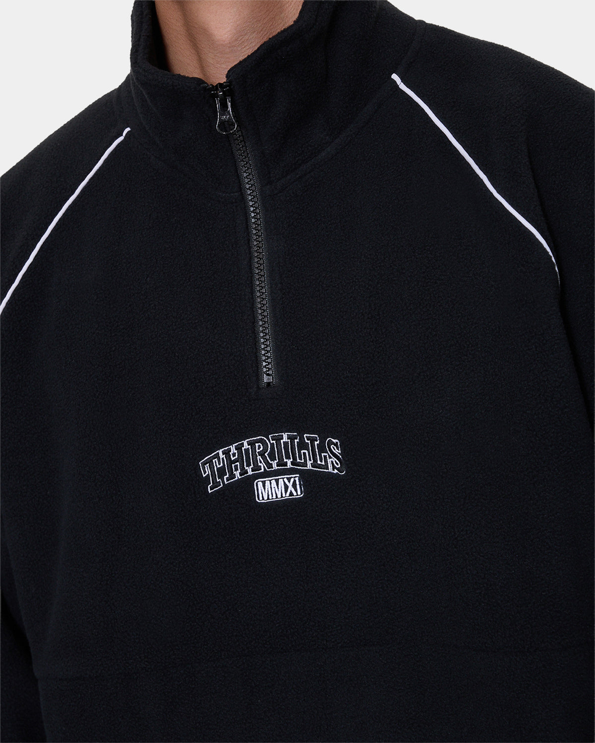 Mens Thrill Of Victory Raglan Quarter Zip Fleece Jumper