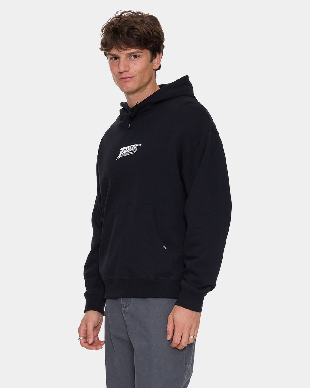 Mens Heavy Voltage Slouch Cropped Pullover Hoodie