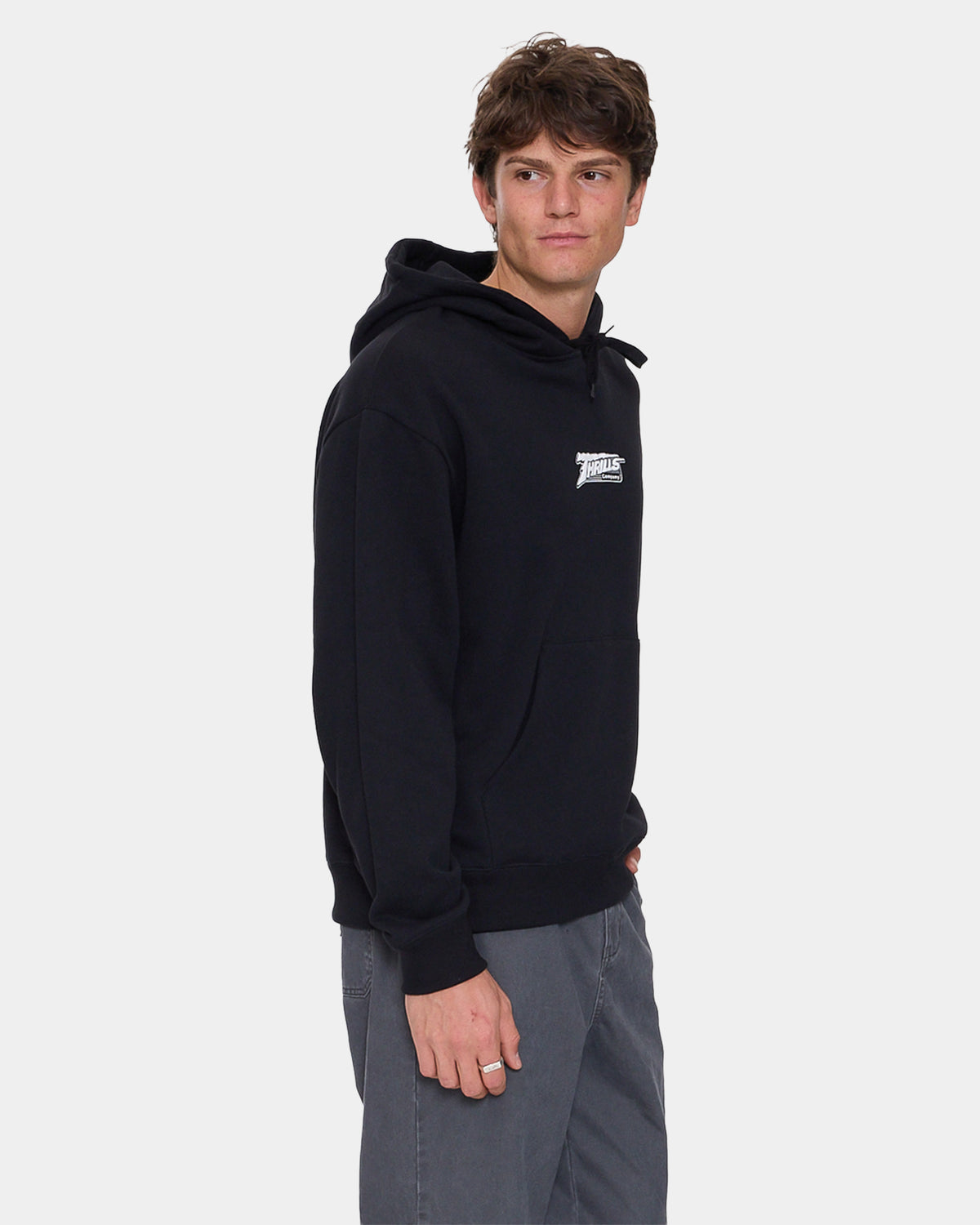 Mens Heavy Voltage Slouch Cropped Pullover Hoodie