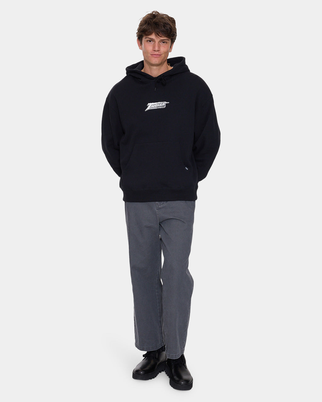 Mens Heavy Voltage Slouch Cropped Pullover Hoodie