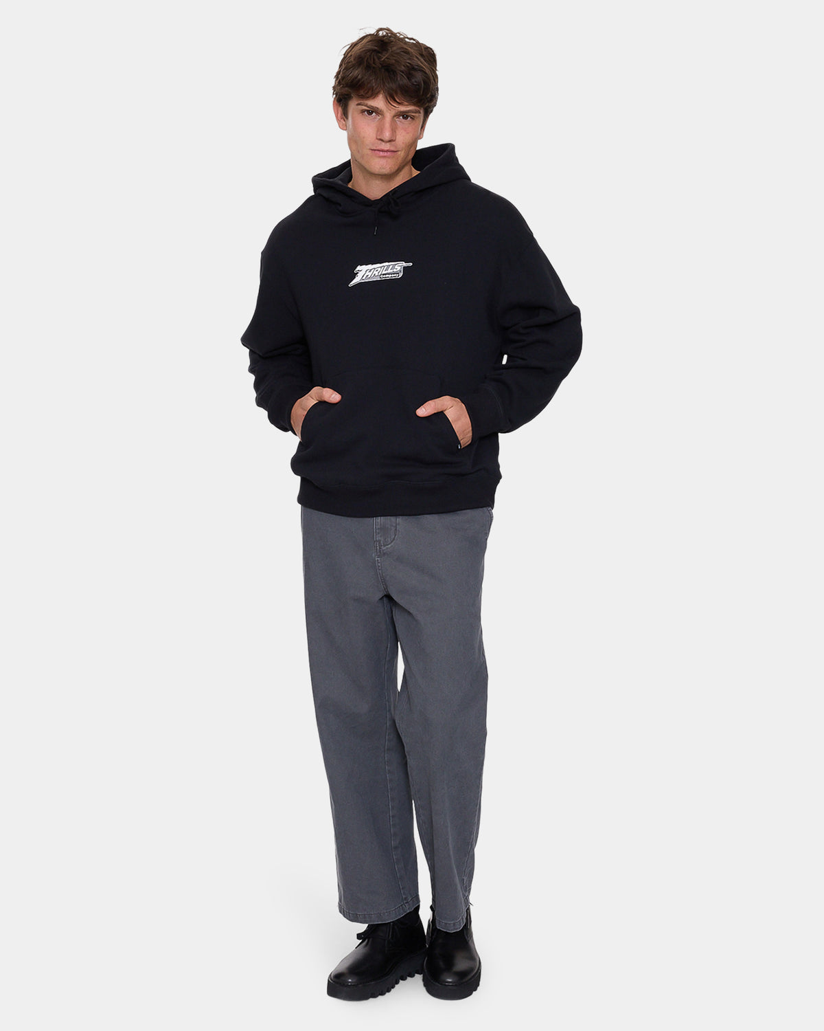 Mens Heavy Voltage Slouch Cropped Pullover Hoodie