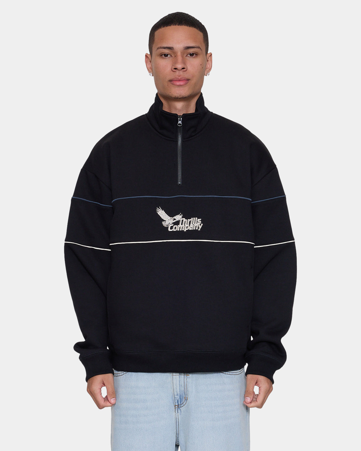 Mens Between Chaos & Calm Quarter Zip Fleece Jumper