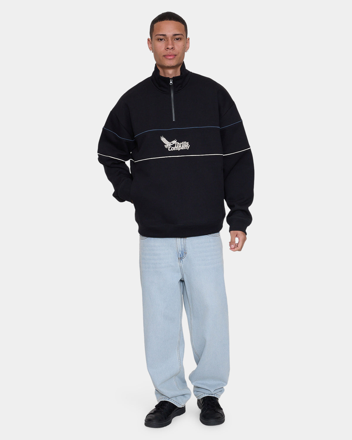 Mens Between Chaos & Calm Quarter Zip Fleece Jumper