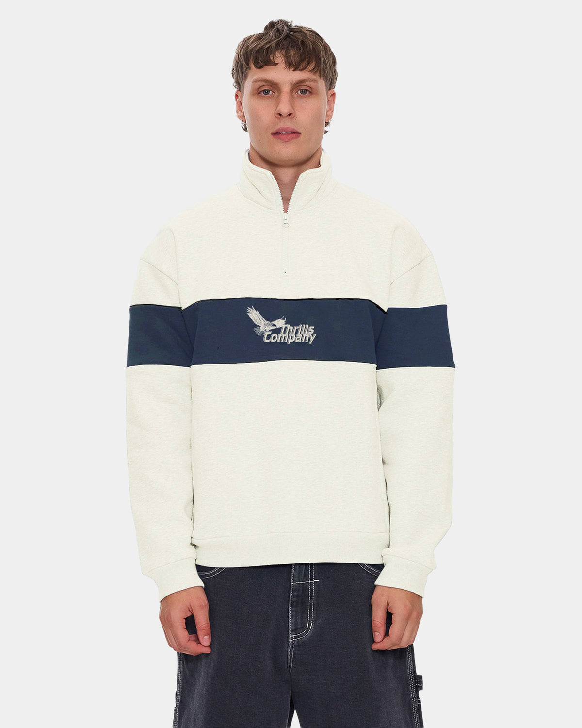 Mens Between Chaos & Calm Quarter Zip Fleece Jumper
