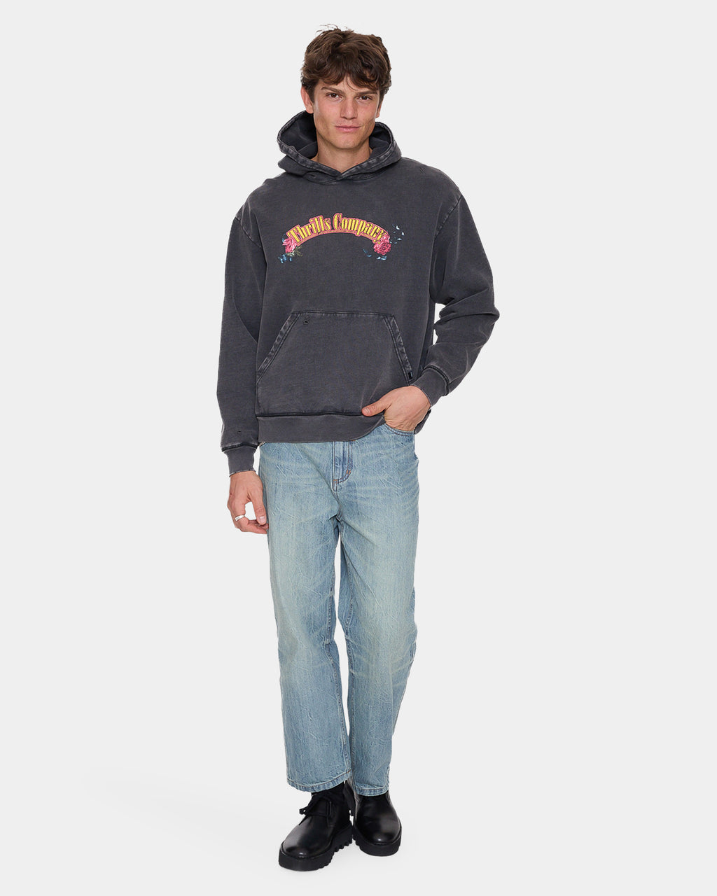 Mens Fury Slouch Cropped Pullover Hoodie
