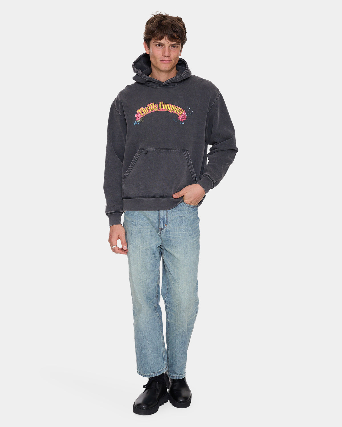 Mens Fury Slouch Cropped Pullover Hoodie