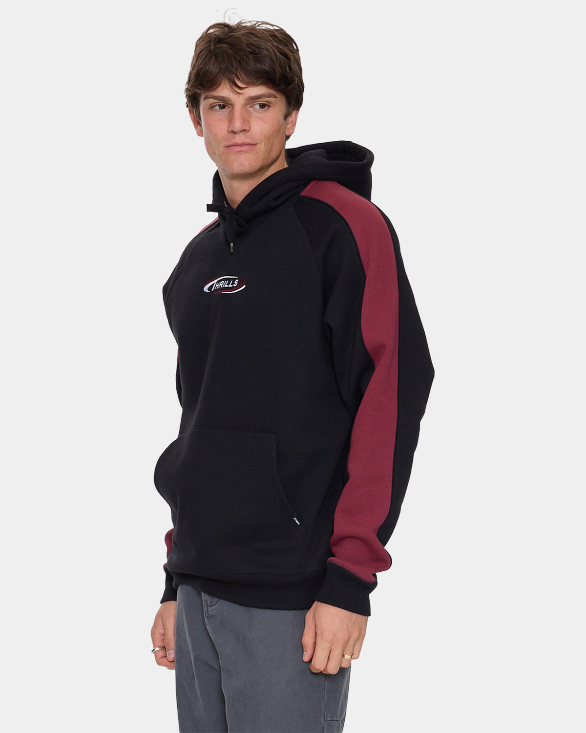 Mens Spectral Raglan Panel Cropped Pullover Hoodie