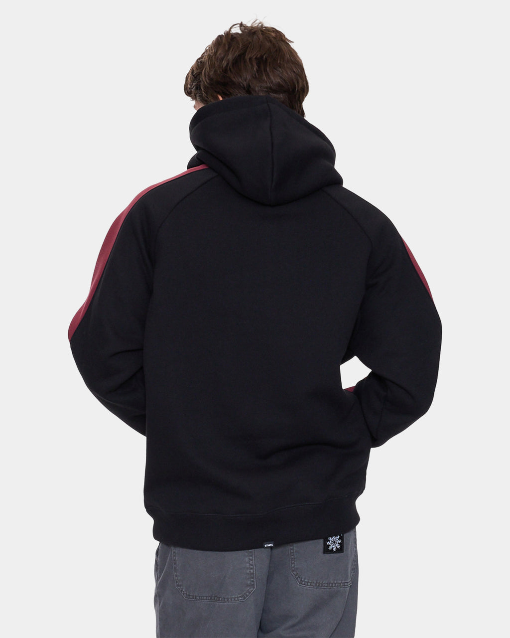 Mens Spectral Raglan Panel Cropped Pullover Hoodie