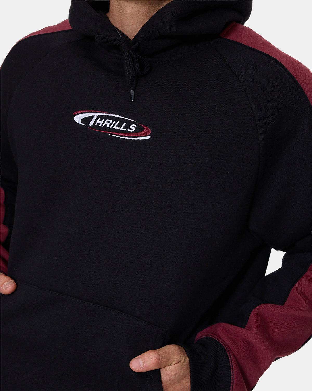 Mens Spectral Raglan Panel Cropped Pullover Hoodie