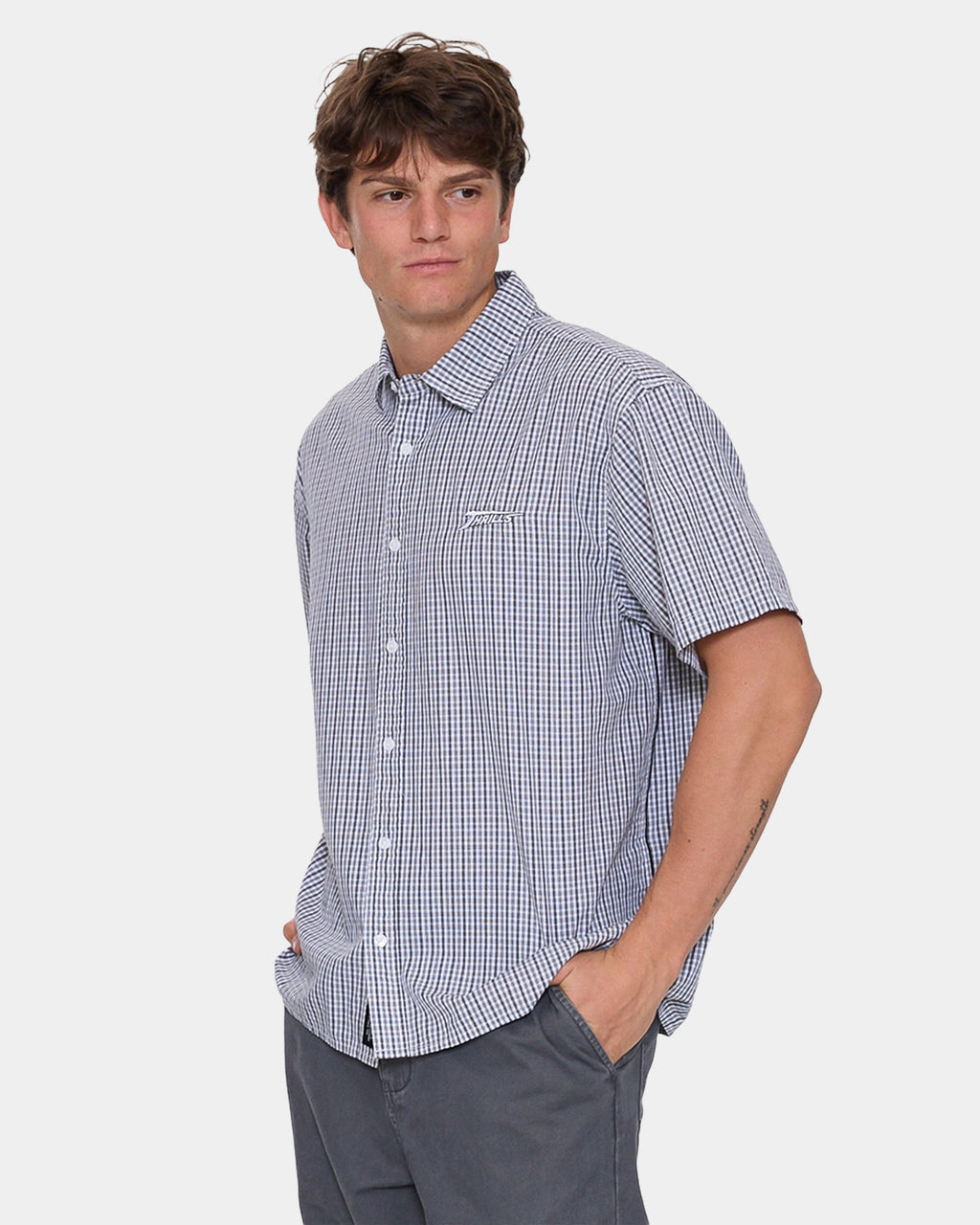 Mens Heavy Voltage Cropped Short Sleeve Shirt