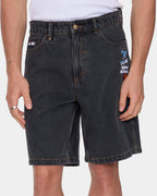 Mens Against All Odds Mid Slacker Relaxed Denim Shorts