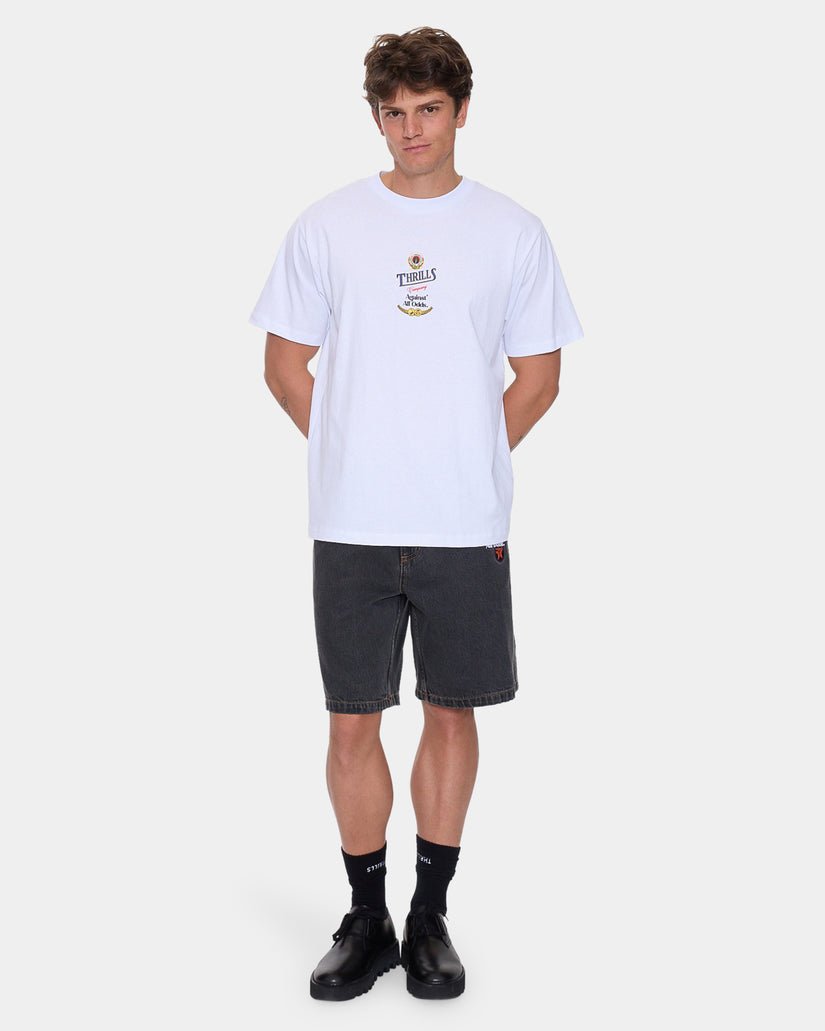 Mens Against All Odds Mid Slacker Relaxed Denim Shorts