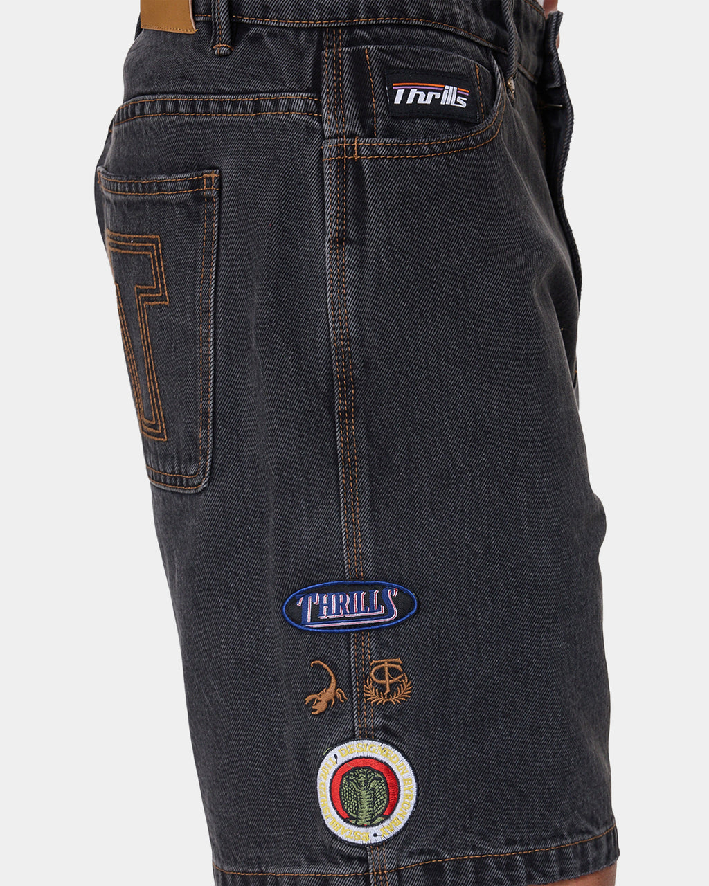 Mens Against All Odds Mid Slacker Relaxed Denim Shorts