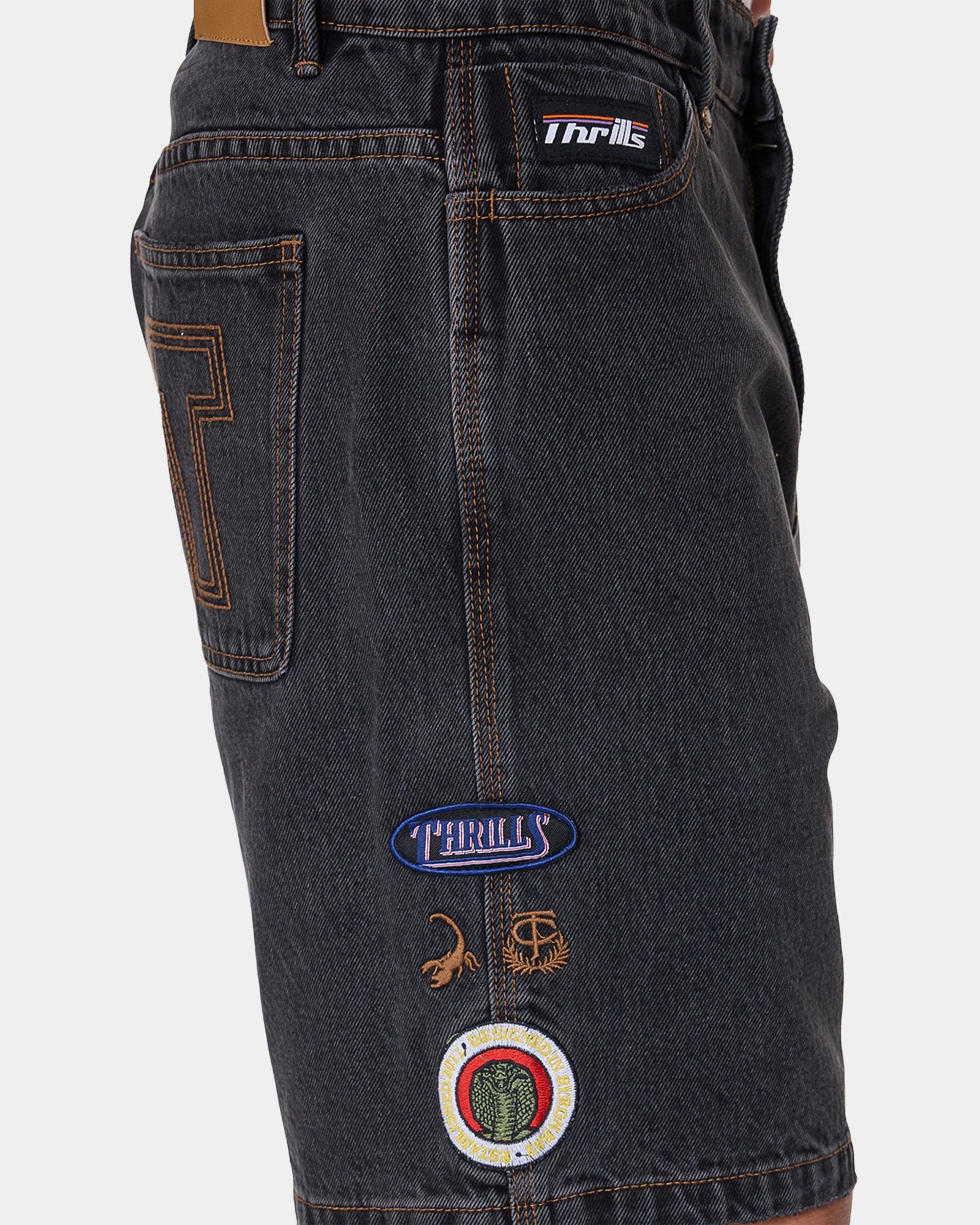 Mens Against All Odds Mid Slacker Relaxed Denim Shorts