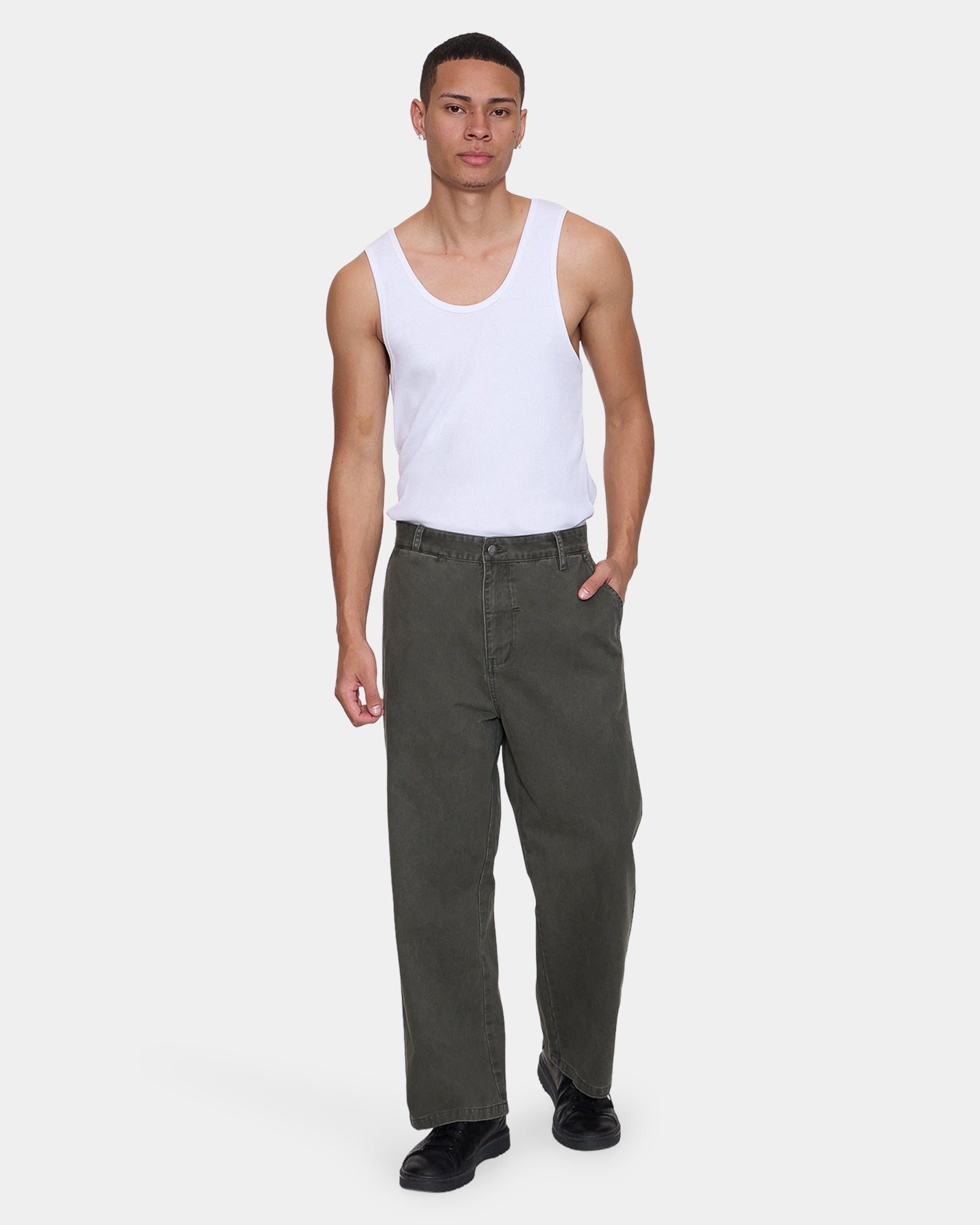 Mens Stagger Big Slacker Cropped Pants