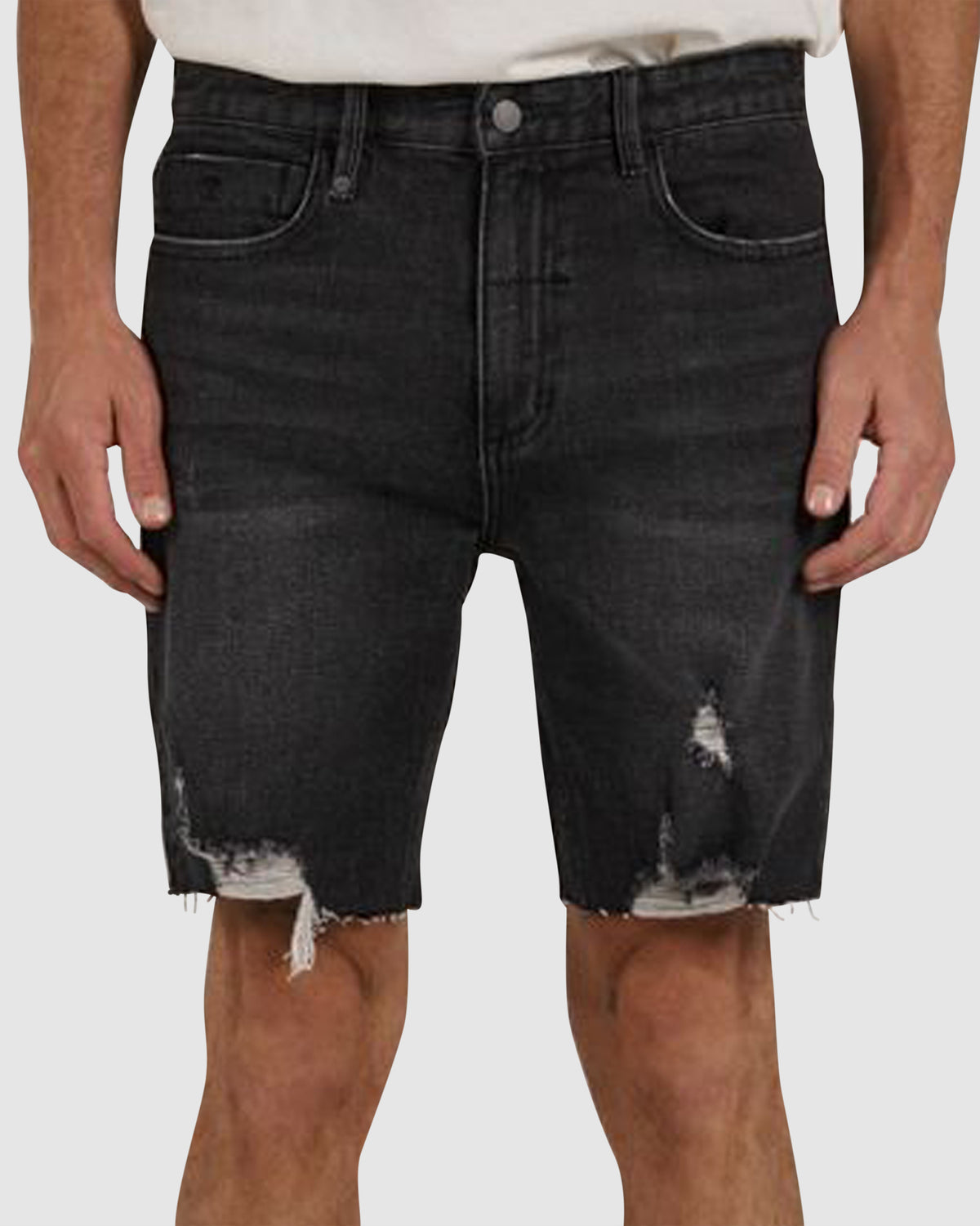 MENS DESTROYED BONES DENIM SHORTS