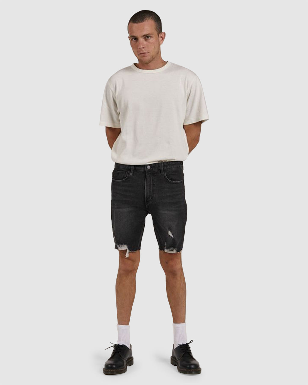 MENS DESTROYED BONES DENIM SHORTS