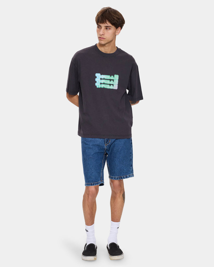 Mens Chopped Hem Slim Straight Denim Shorts