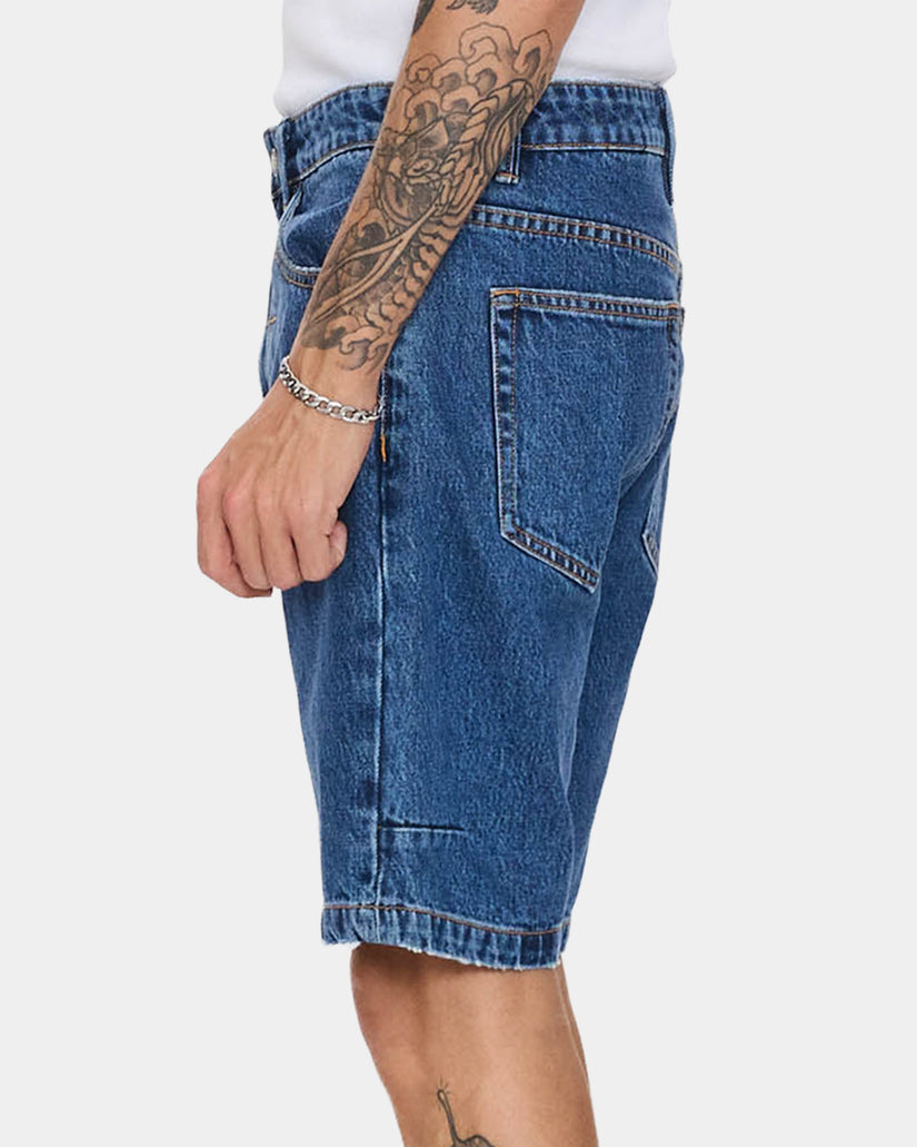 Mens Chopped Hem Slim Straight Denim Shorts