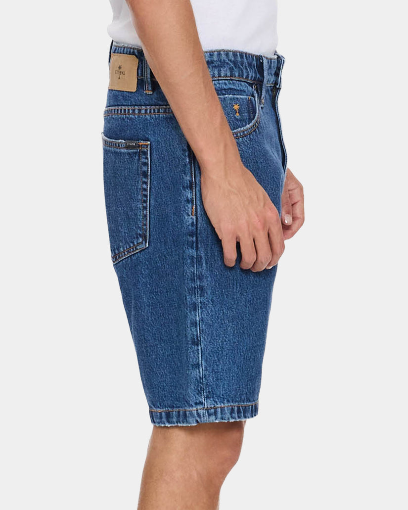 Mens Chopped Hem Slim Straight Denim Shorts