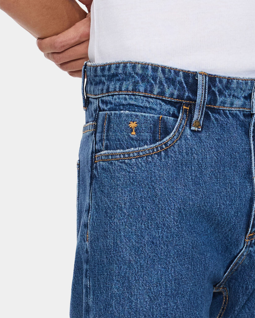 Mens Chopped Hem Slim Straight Denim Shorts