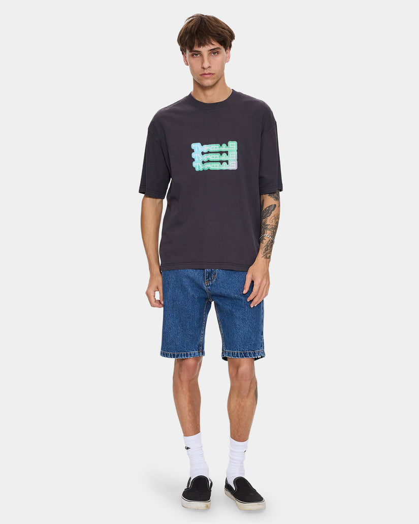 Mens Chopped Hem Slim Straight Denim Shorts