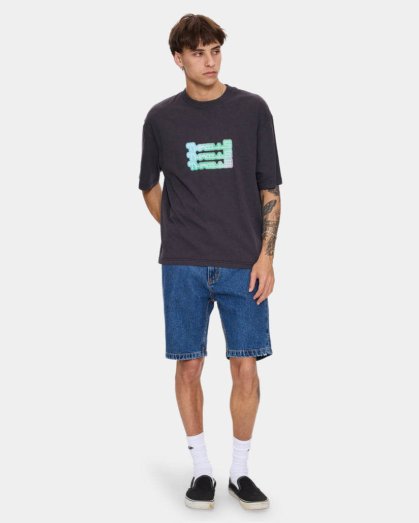 Mens Chopped Hem Slim Straight Denim Shorts