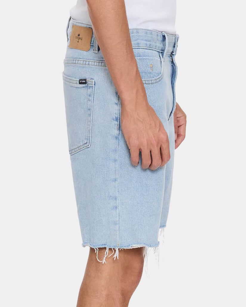 Mens Bones Raw Slim Denim Shorts