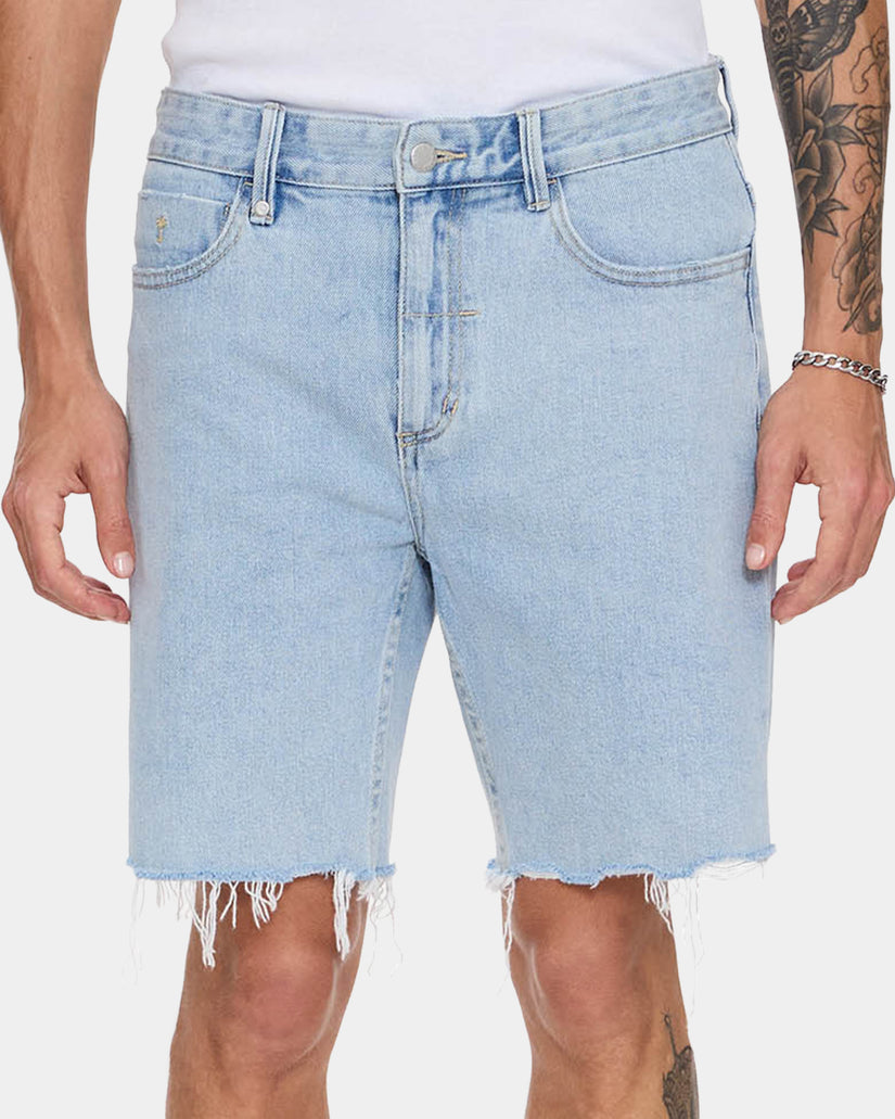 Mens Bones Raw Slim Denim Shorts