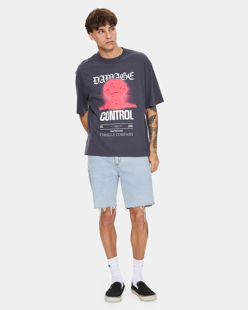 Mens Bones Raw Slim Denim Shorts