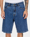Mens Mid Slacker Relaxed Long Denim Shorts
