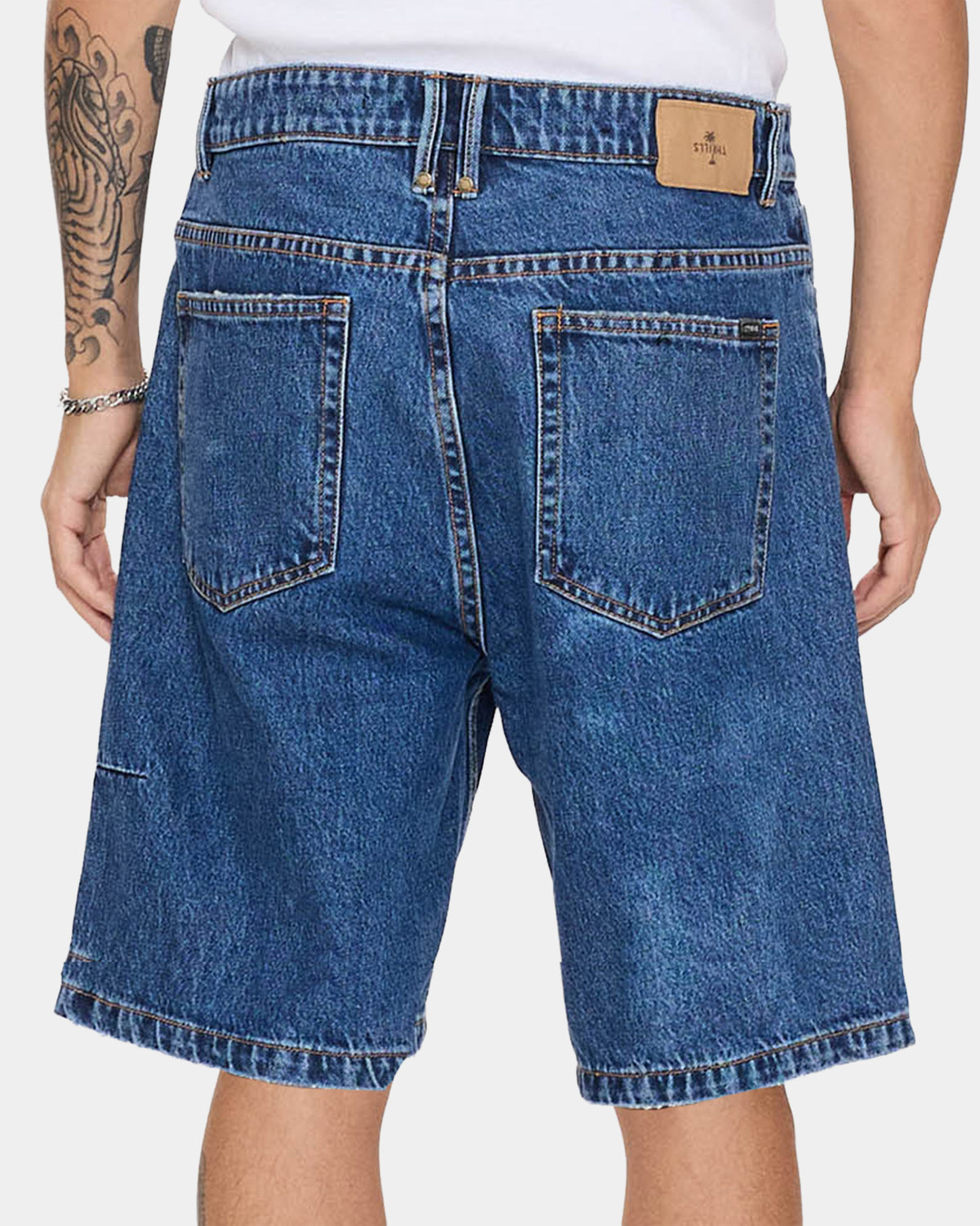Mens Mid Slacker Relaxed Long Denim Shorts