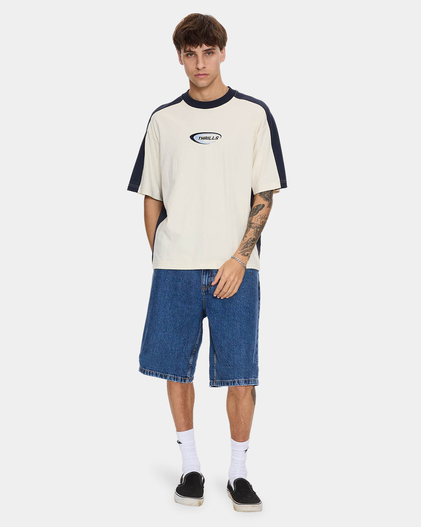 Mens Mid Slacker Relaxed Long Denim Shorts