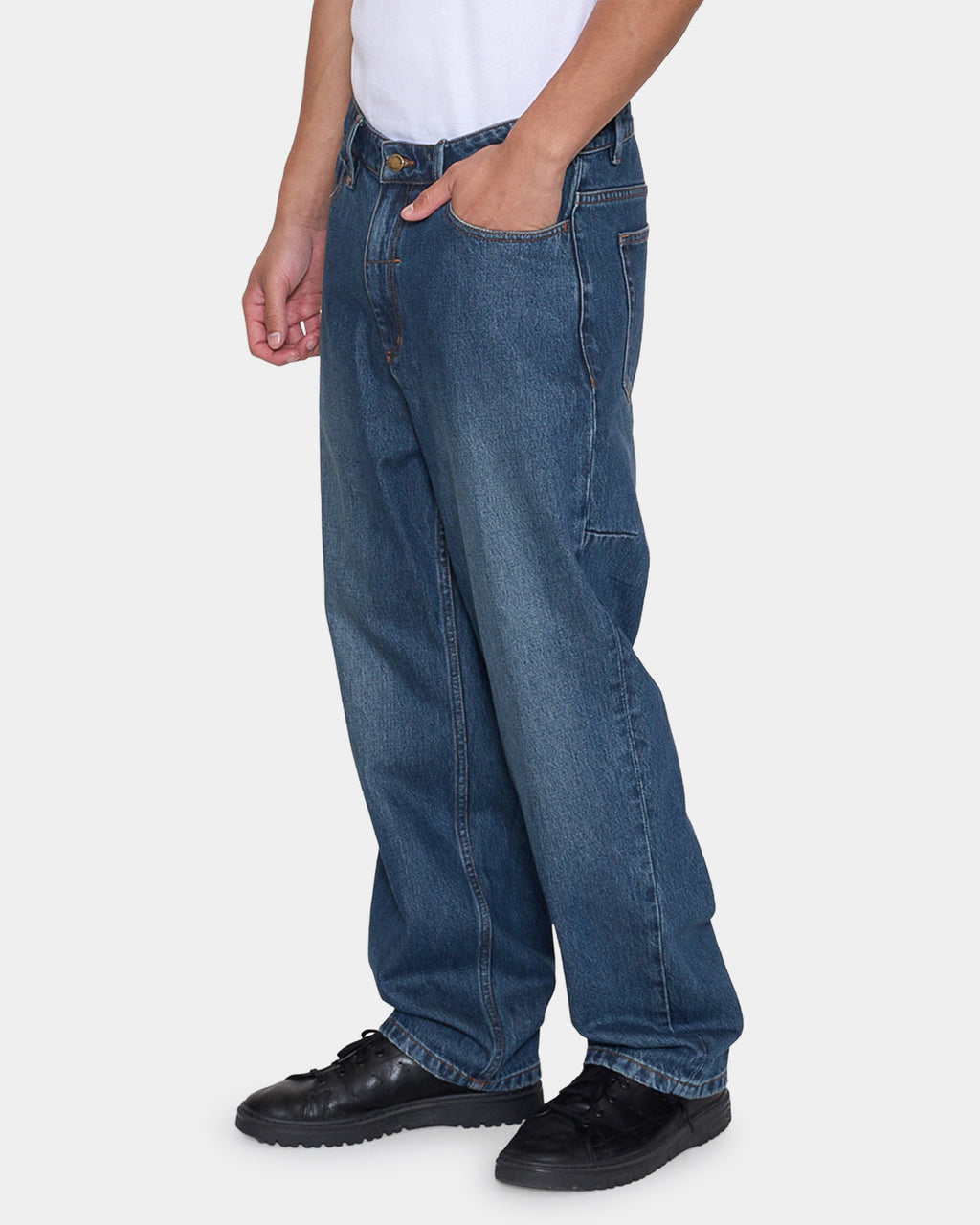 Mens Mid Slacker Relaxed Long Denim Jeans