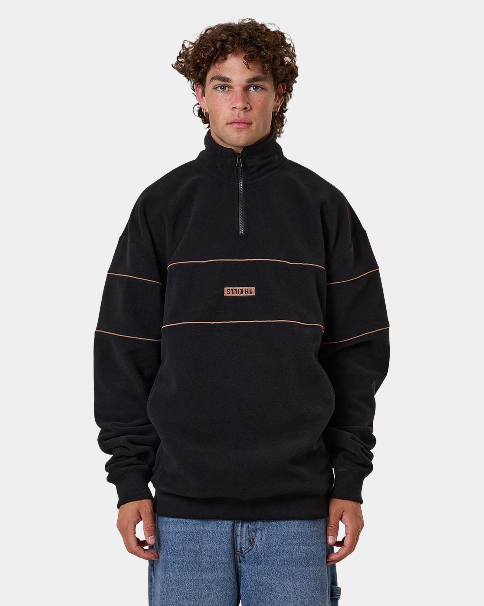 Mens Superior Thrills Quarter Zip Fleece Jumper